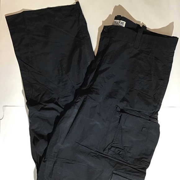 Structure Black Cargo Pants Size 38/32 - Picture 1 of 5